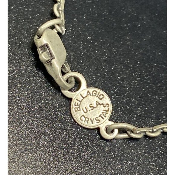 Vintage Signed Bellagio USA Orange Crystals Gunmetal Gray 16 3/4" Necklace - Picture 6 of 6